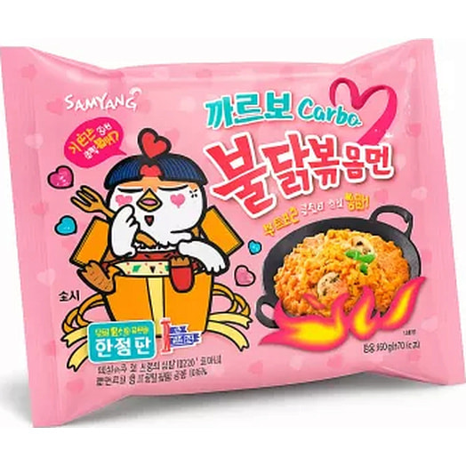 Лапша рамэн острая курица бульдак в сливочном соусе карбонара 130г Китай