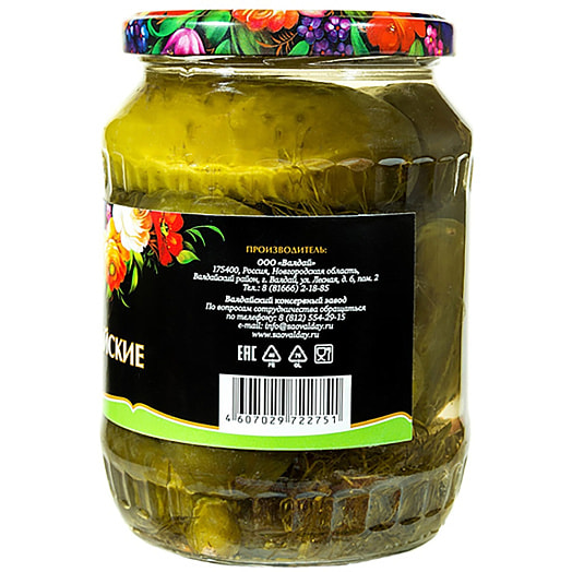 Огурцы солёные 720г ст/б целые ООО Валдай Россия