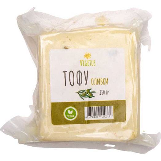 Пищевой соевый продукт Тофу 250г с оливками Россия VEGETUS