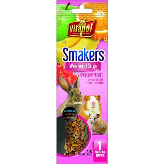 Лакомство для грызунов и кроликов Smakers Weekend Style зерновые палочки сфруктами 50г зерновые палочки с фруктами P.W. HOBBY Польша Vitapol