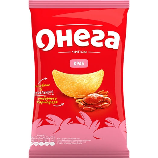 Чипсы из сырого картофеля Онега Краб 120г Онега Беларусь Онега