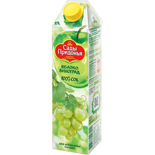 Сок Сады Придонья рек для д/п 1л яблочно-виноградный Россия