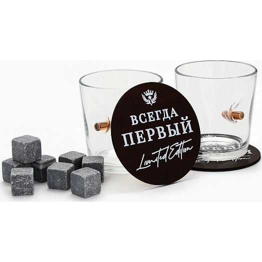 Подарочный набор Бокалы для виски с камнями в дерев ящике арт.10895165 Россия