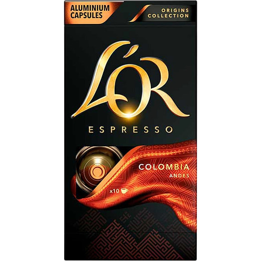 Кофе капсула LOR Espresso COLOMBIA ANDES 52г ПЭТ натуральный жареный молотый Якобс ДАУ Эгбертс Франция JDE
