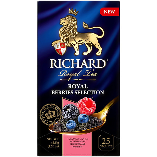Чай Richard Royal Berries Selection 43г черный с кусочками черники, малины, ар. лесных ягод Компания Май Россия Компания Май