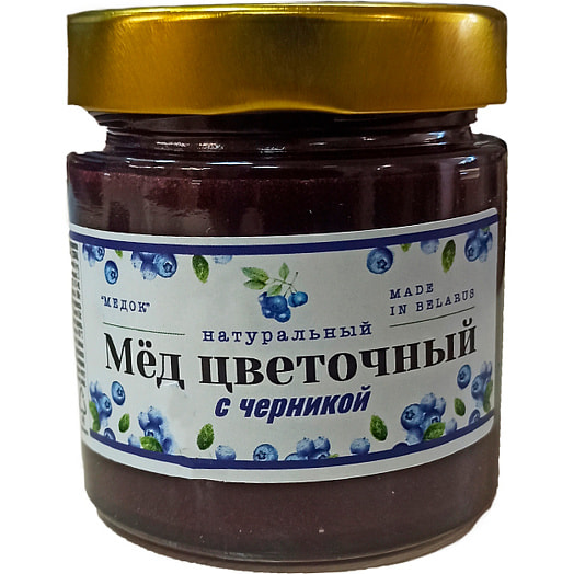 Мед натуральный 250г ст/б с черникой ЧП Дом меда-м Беларусь медок