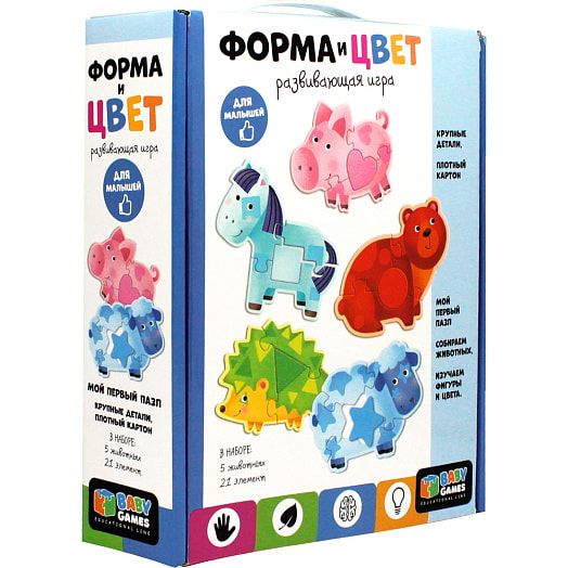 Пазл Форма и цвет Лошадка и друзья 21 элемента арт.OR06142 Оригами Группа Компаний Россия Baby Games