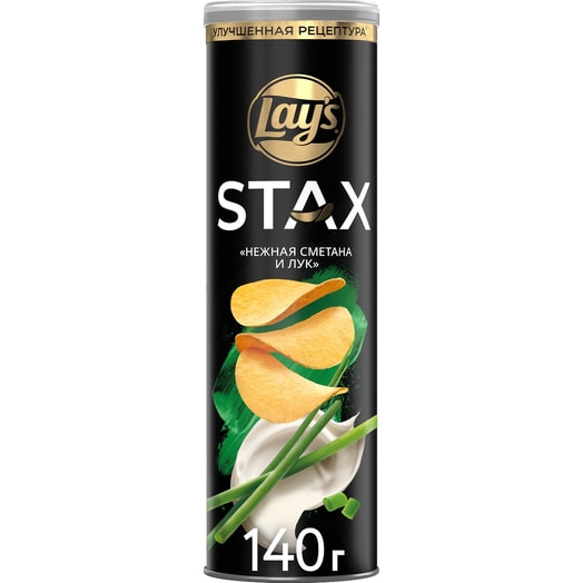 Чипсы картофельные Lays Стакс 140г со вкусом Нежная Сметана-Лук ООО ПепсиКо Холдингс Россия Lays