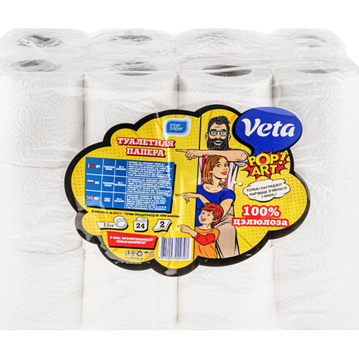 Бумага туалетная Veta Pop Art 2-х слойная, 24рул ООО Интерпапер Беларусь Veta