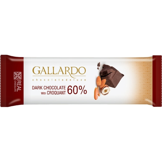 Шоколад горький Галлардо с грильяжом 20г горький Parand Chocolate Co. Иран Farmand