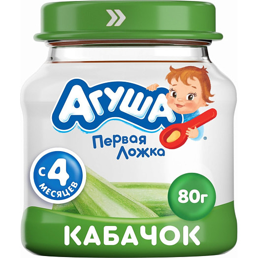 Овощное пюре Агуша 80г ст/б Кабачок Россия