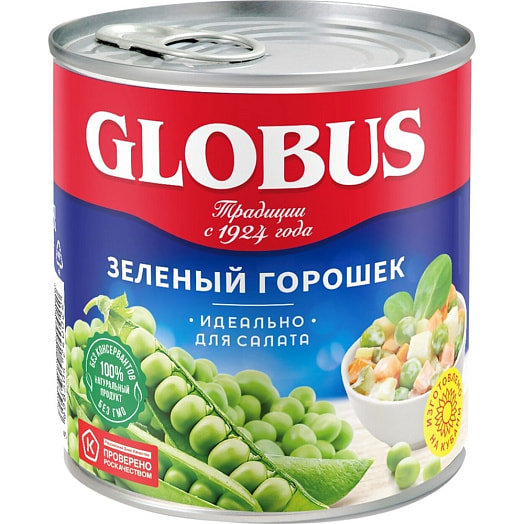 Горошек зеленый Globus 400г ж/б Глобус Россия