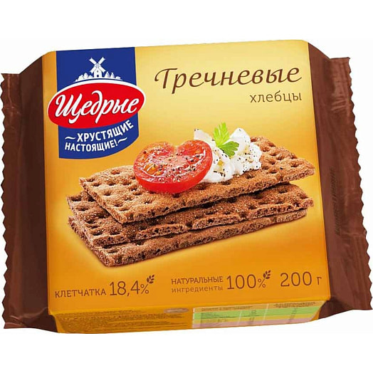 Хлебцы Хлебцы хрустящие гречневые Щедрые 200г Россия