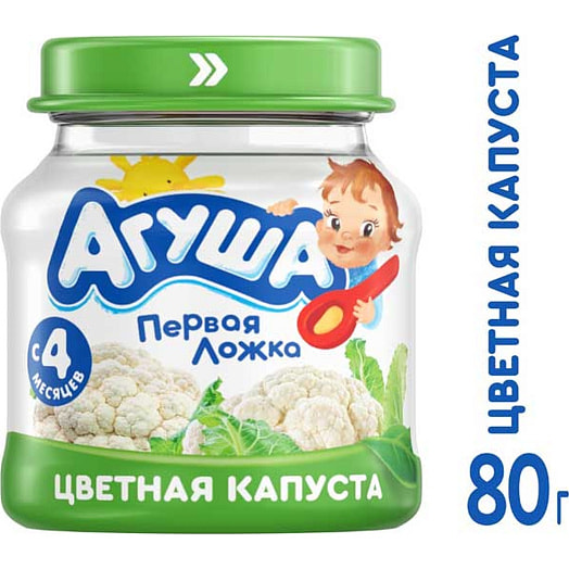 Овощное пюре Агуша 80г ст/б Капуста цветная Россия