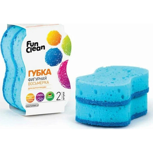 Губка для посуды Fun Clean фигурная Восьмерка 2шт Россия