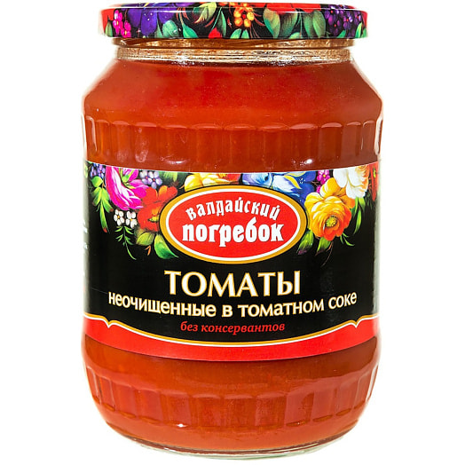 Томаты неочищенные 660г ст/б в томатном соке ООО Валдай Россия