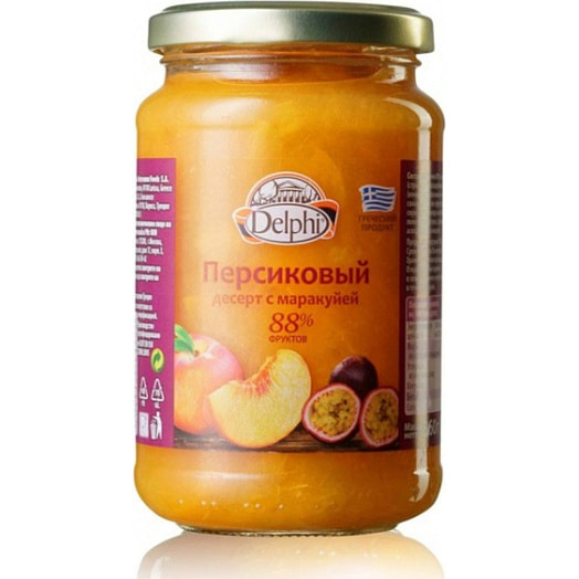 Десерт персиковый с маракуйей DELPHI 360г ст/б Intercomm Foods  S.A. Греция DELPHI