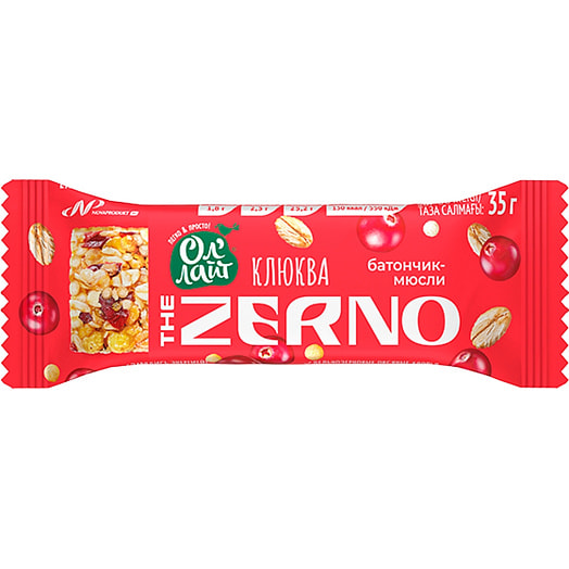 Батончик-мюсли Оллайт The Zerno Клюква 40г НоваПродукт АГ ООО РФ Россия