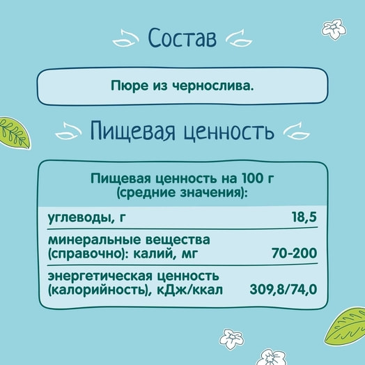 Пюре для дет/пит ФрутоНяня 100г ст/б черносливное ФрутоНяня Россия