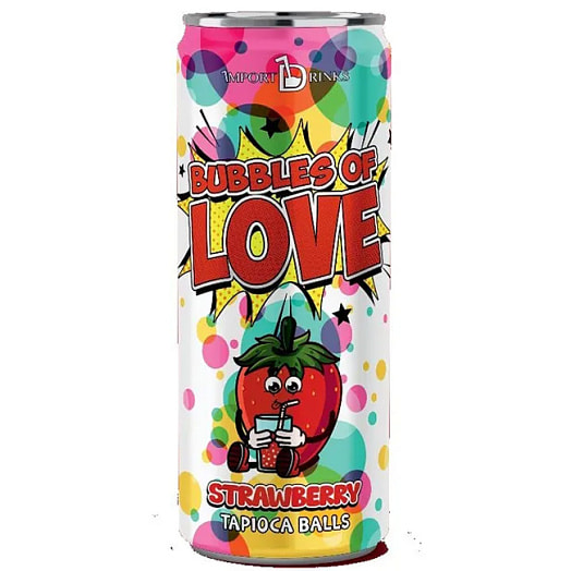 Чайный напиток Клубника Bubbles of love strawberry popping boba tea 320мл ж/б Вьетнам