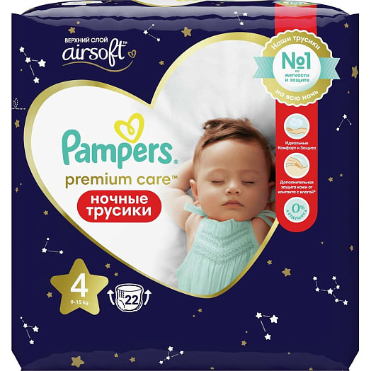 Ночные трусики Pampers Premium макси (9-15кг) 22шт Procter&Gamble Россия