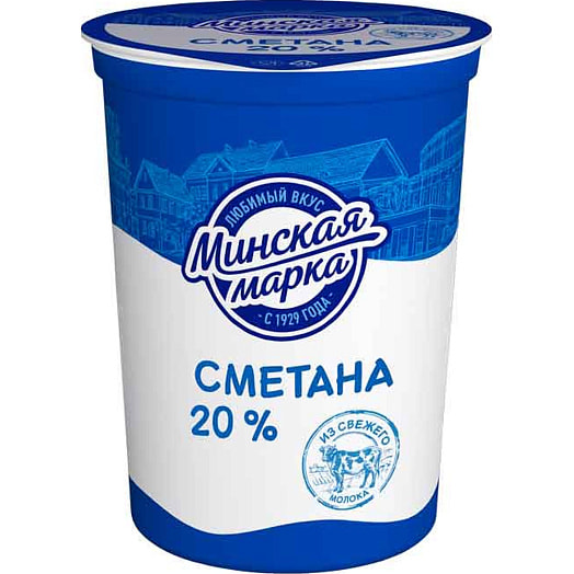 Сметана Сметана Минская марка 20% 380г стакан ОАО "Минский молочны Беларусь