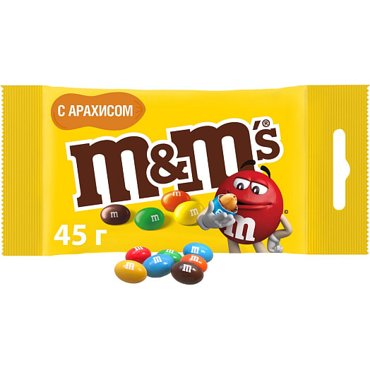 Драже М&М 45г с арахисом и молочным шоколадом Россия