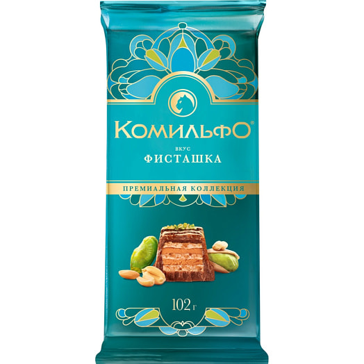 Шоколад молочный, белый Комильфо Фисташка с вафлей 102г ООО Нестле Россия