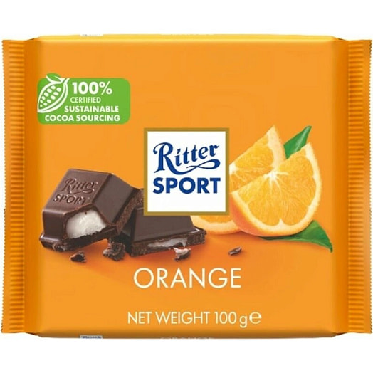Шоколад  Яркий Апельсин 100г м/у темный  с помадной начинкой Alfred Ritter GmbH Германия Ritter Sport