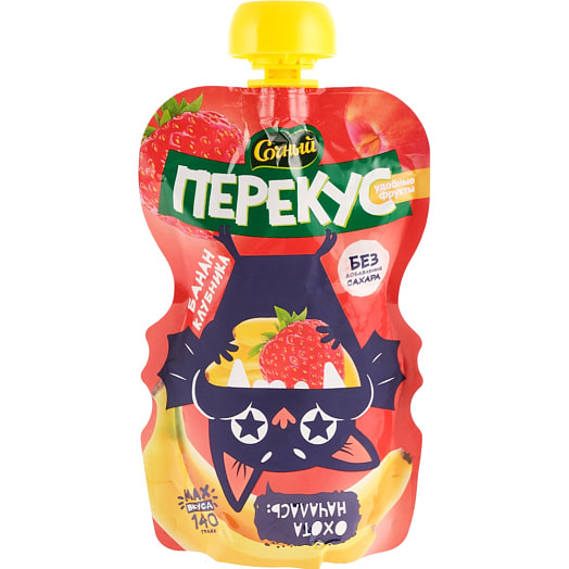 Пюре 140г дой-пак яблоко-банан-клубника для дет/пит. ЗАО Бобруйский бровар Беларусь