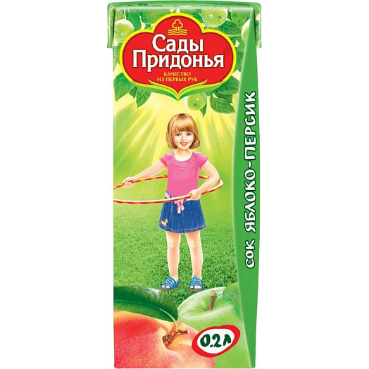 Сок для детского питания Сады Придонья 200мл тетра-пак яблочно-персиковый с мякотью восстановленный без сахара Россия