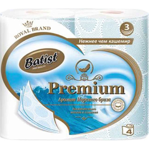 Туалетная бумага Туалетная бумага Batist Premium морской бриз (3сл*4рул) Россия
