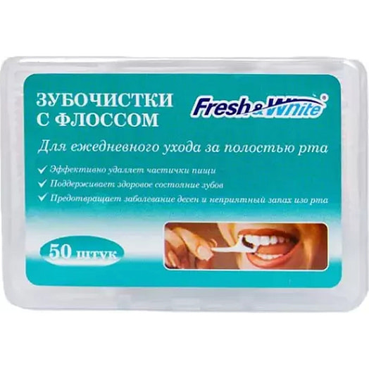 Зубочистки с флоссом Floss Toothpick 50шт Китай FreshWhite