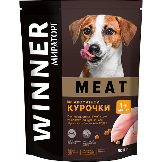 Корм сухой МИРАТОРГ Meat Аром курочка для взрослых собак мелких пород 500г ЗАО СК Короча Россия Мираторг