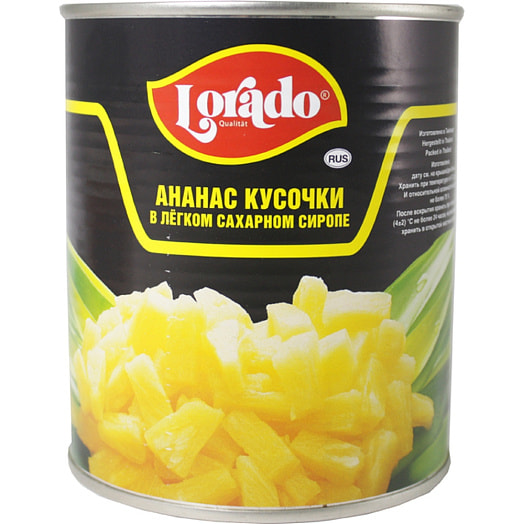 Ананас Lorado 820мл кусочками в легком сиропе Тайланд