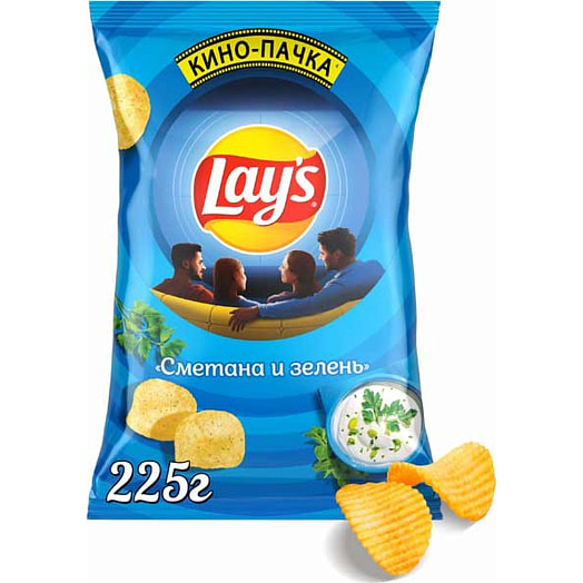 Чипсы Lays со вкусом Сметаны и Зелени 225г Россия