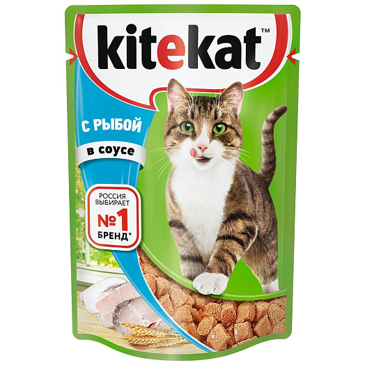 Влажный корм Kitekat д/кошек рыба в соусе 85г Россия