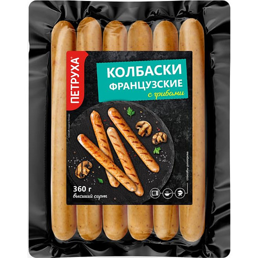 Колбаски Французские с грибами в/с охл 360г в/к Юнимит Филиал СБ Беларусь Петруха