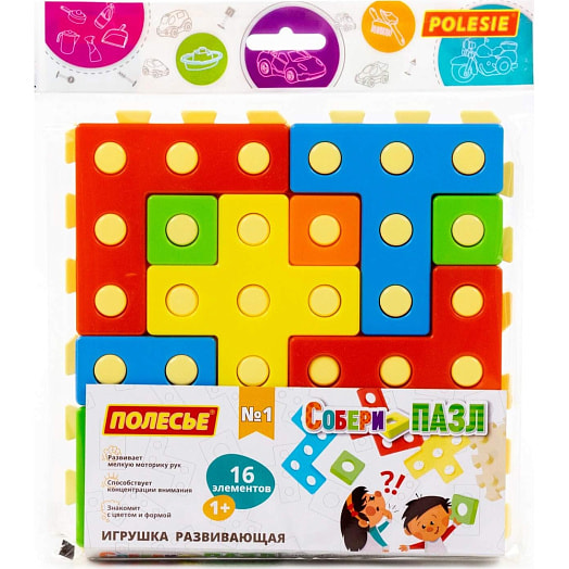 Игрушка развивающая Собери пазл N1 (16 элементов, в пакете) арт.93936 СООО ПП ПОЛЕСЬЕ Беларусь Полесье