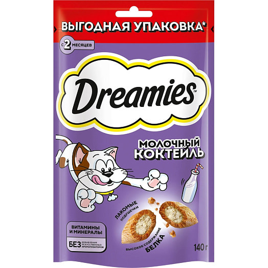 Лакомство Dreamies с молоком для взр кошек 140г ООО Марс Россия Dreamies