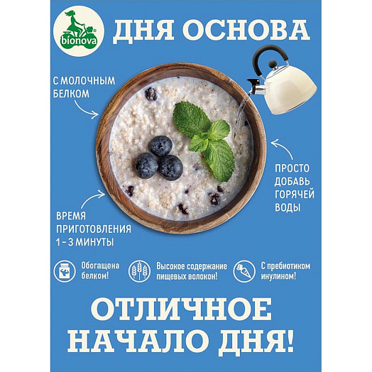 Протеиновая каша Бионова 40г б/приг овсяная с черникой Россия