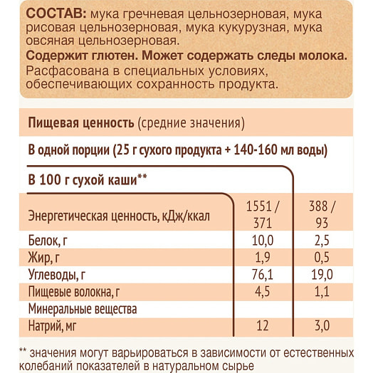 Каша Мультизлаковая 200г безмолочная ЗАО Инфаприм Россия
