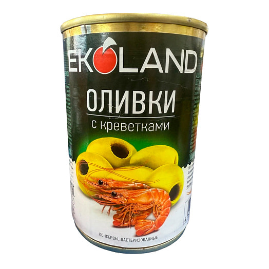 Оливки Ekoland с креветкой 280г ж/б Испания