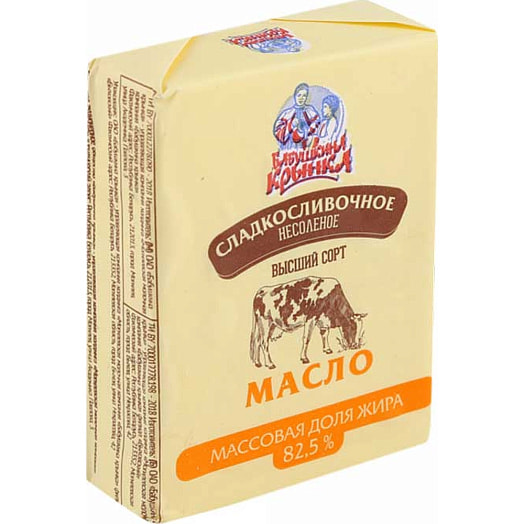 Масло сладкосливочное 82.5% 180г несоленое Беларусь