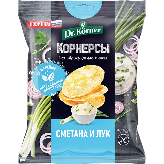 Чипсы Dr.Korner кукурузно-рисовые 50г со сметаной и зеленым луком ОАО Хлебпром Россия