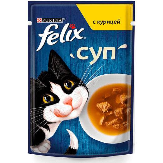 Суп Felix с курицей для взрослых кошек 48г Purina Россия