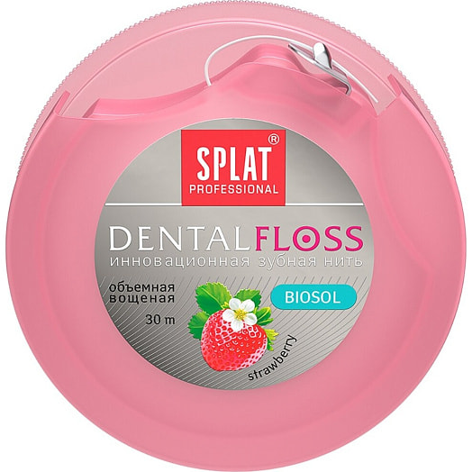 Зубная нить Professional DentalFloss объемная, клубника SPLAT Италия SPLAT