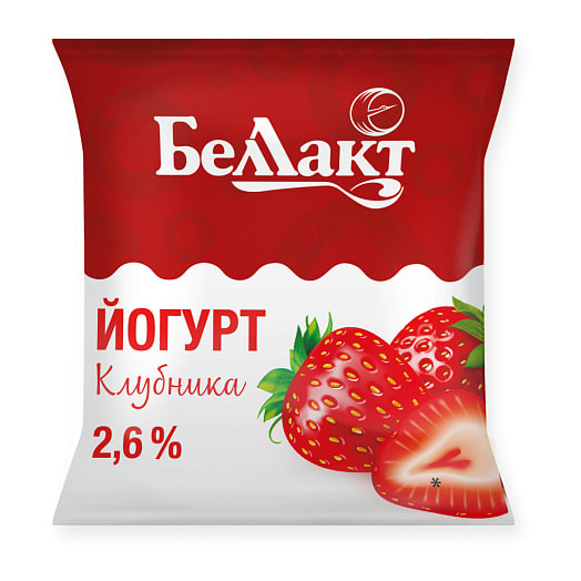 Йогурт сладкий 2.6% 400г пл. с ароматом клубники Беллакт Беларусь