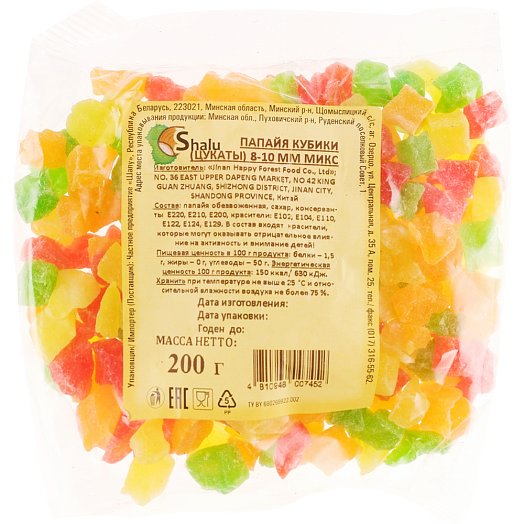 Папайя кубики (8-10мм) 200г ЧТУП Шалу Китай