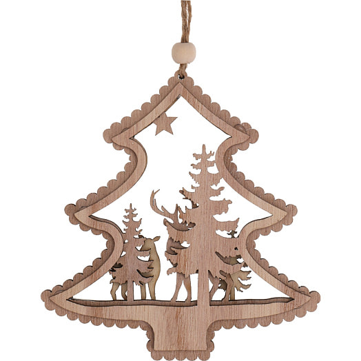Деревянная подвеска Серебристая ель 12,5см арт.НУ-3916 Китай